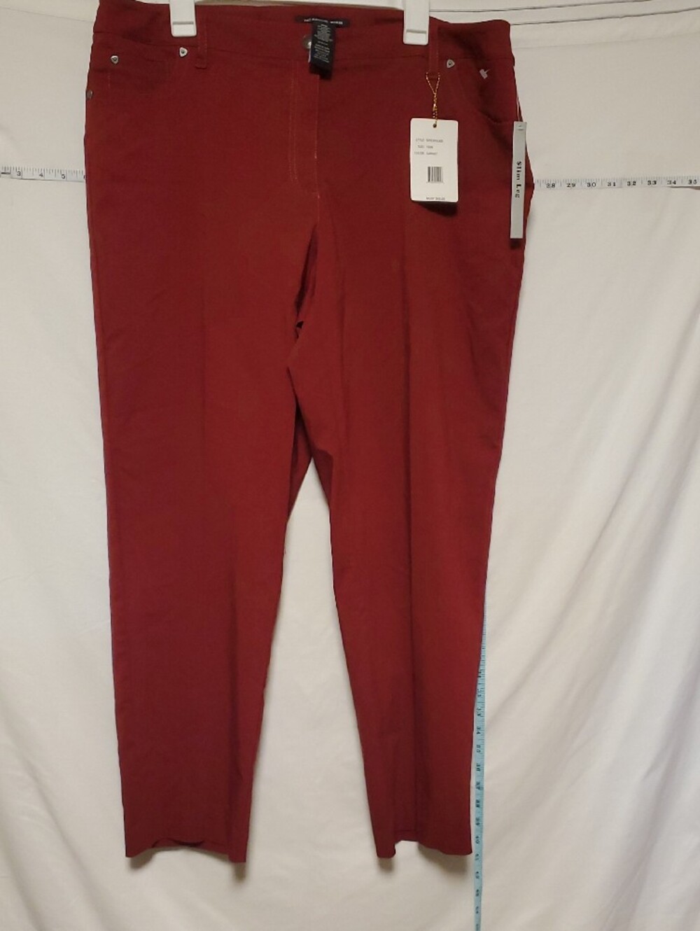 Zac & Rachel Women's Deep Red Garnet Flat Front Pants 18W Capsule Holiday